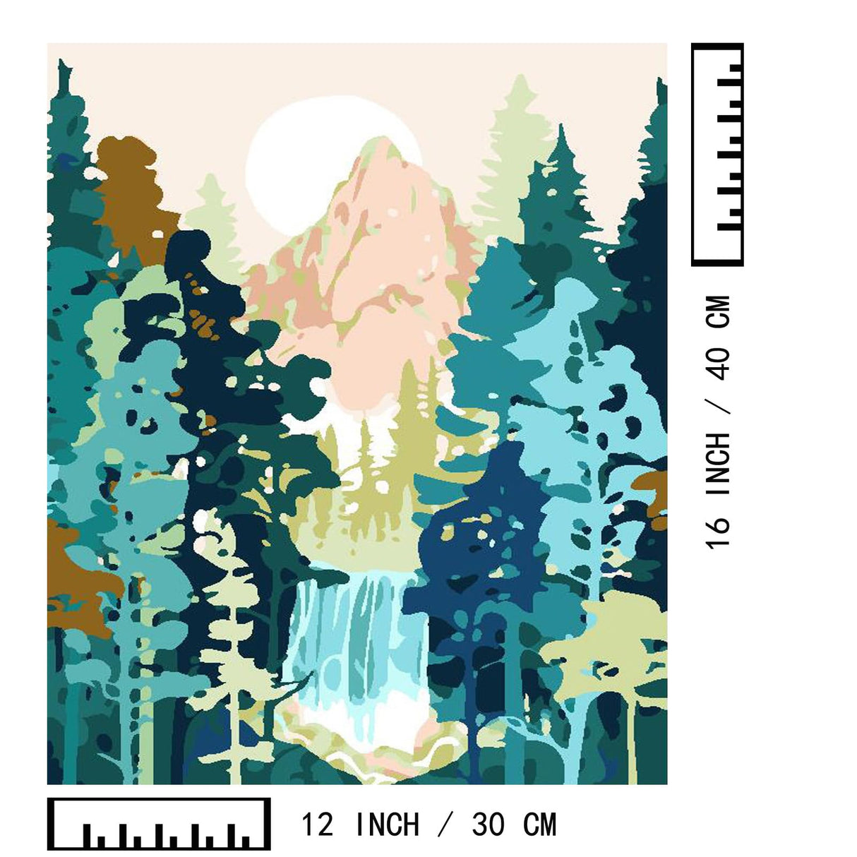 BAISITE Paint by Numbers Kit for Adults Beginners,12" Wx16 L 2 Pack Canvas for Painting Kits for Adults in Colorful Box-Sunrise Mountains Waterful 7172 BAISITE