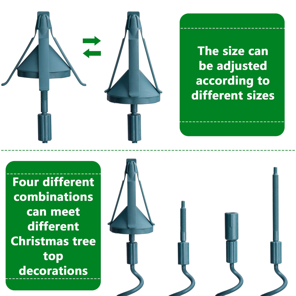 Christmas Tree Topper Holder,Universal Twist On Tree Topper Supporter,Christmas Tree Topper Stabilizer Fits All Base Tree Types (Green) Adnee