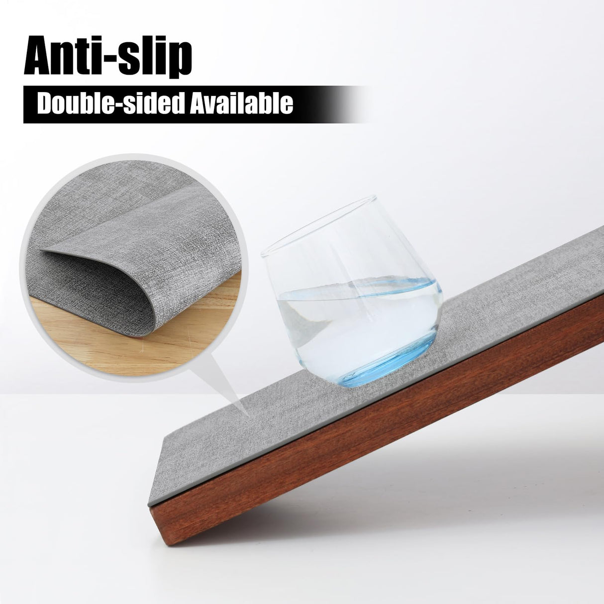 Homaxy Faux Leather Heat Resistant Placemats for Dining Table Set of 6, Waterproof Wipeable Washable PU Table Mats, Easy to Clean Anti-Slip Place Mats, 11.8" x 17", Light Grey Homaxy