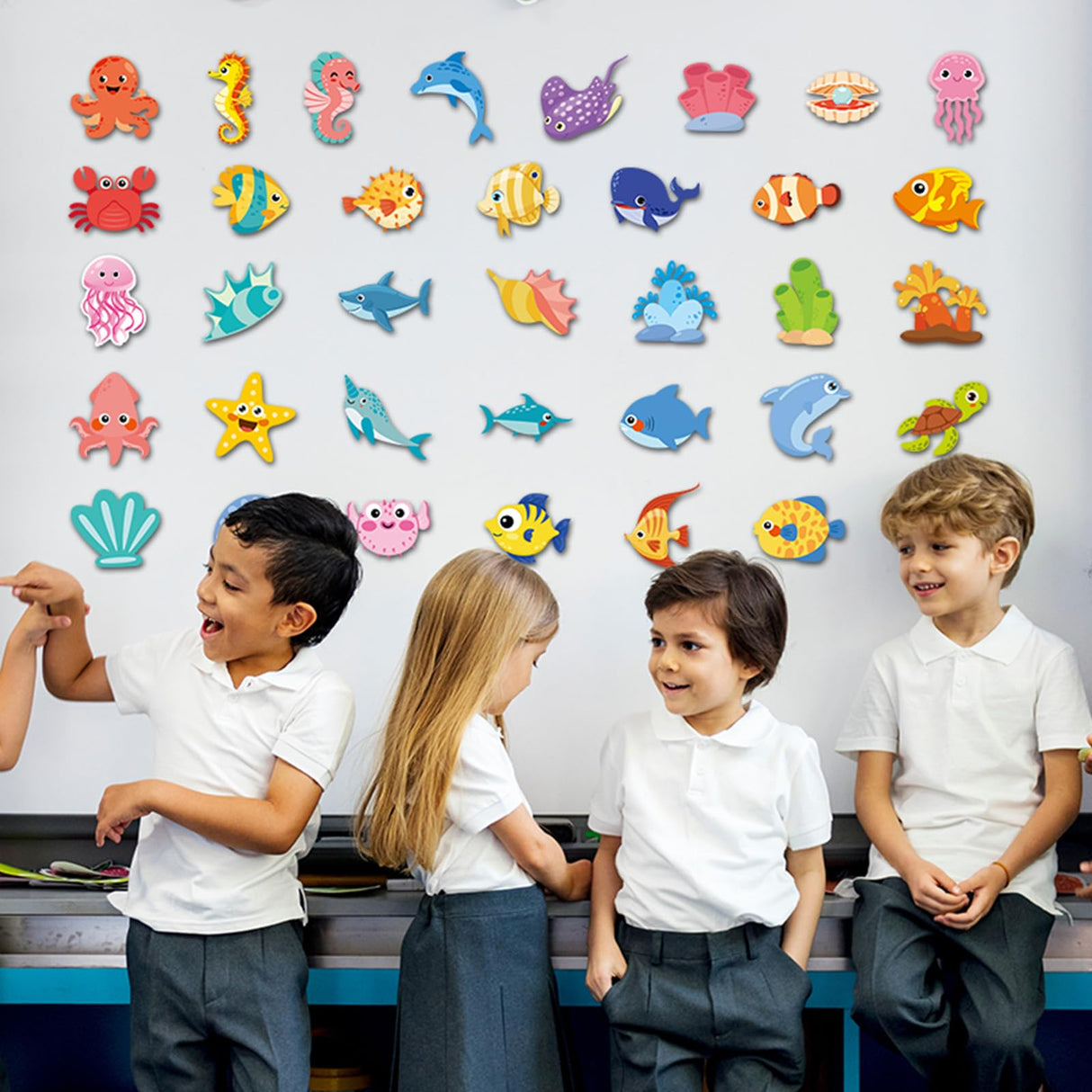 gisgfim 36Pcs Wooden Magnet Painting Craft Kit DIY Wooden Ocean Animal Magnets Coloring Arts Crafts for Kids Ages 4-8 8-12 for Birthday Party Gift Toys Sea Animal Craft Creativity Supplies Party Favor gisgfim