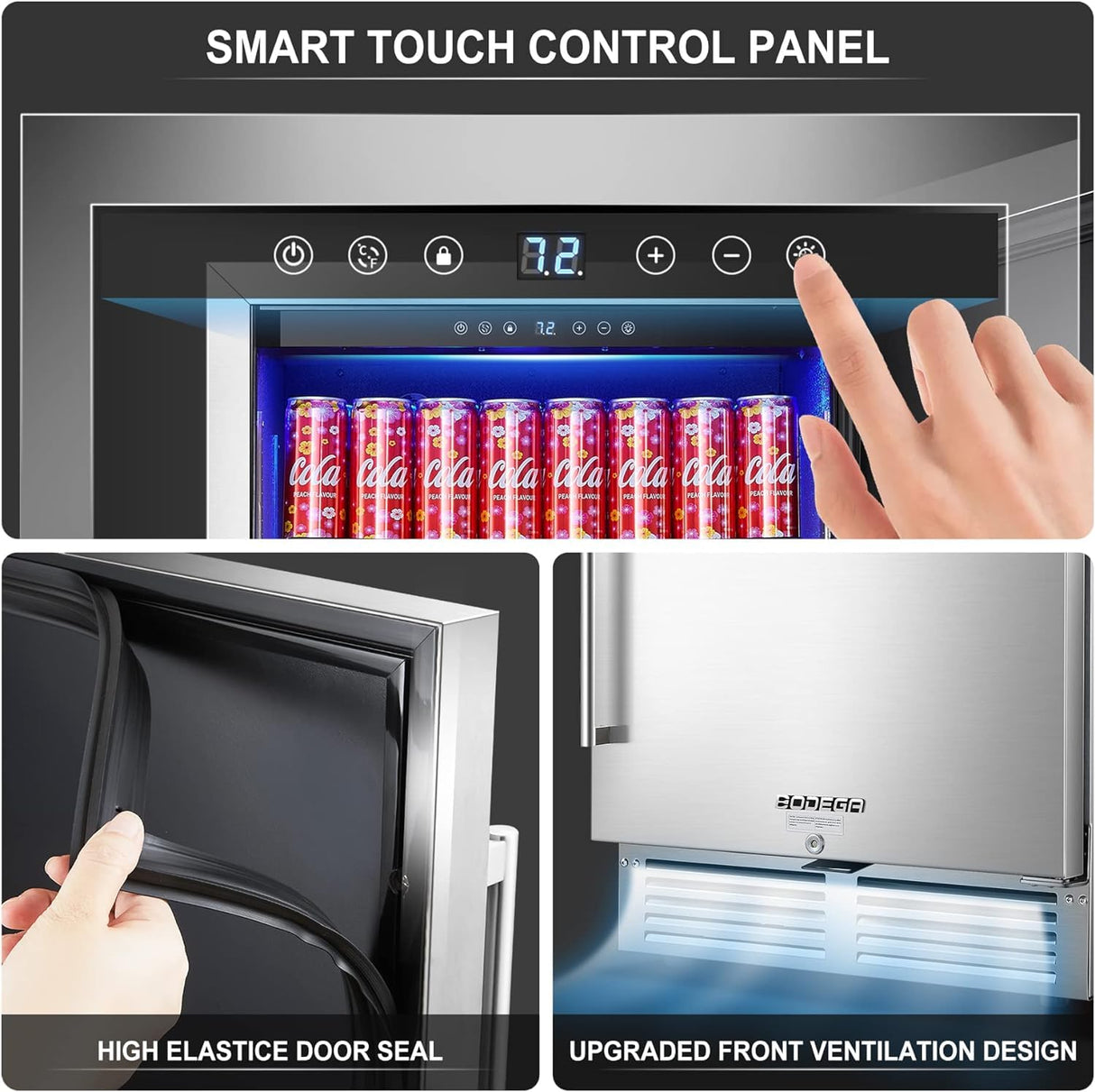 BODEGA 24 Inch Outdoor Fridge For Patio Weatherproof, Stainless Steel Commercial Back Bar Cooler Under Counter & Freestanding, Commercial Beverage Refrigerator Hold 164 Cans For Home & Commercial Use. BODEGA