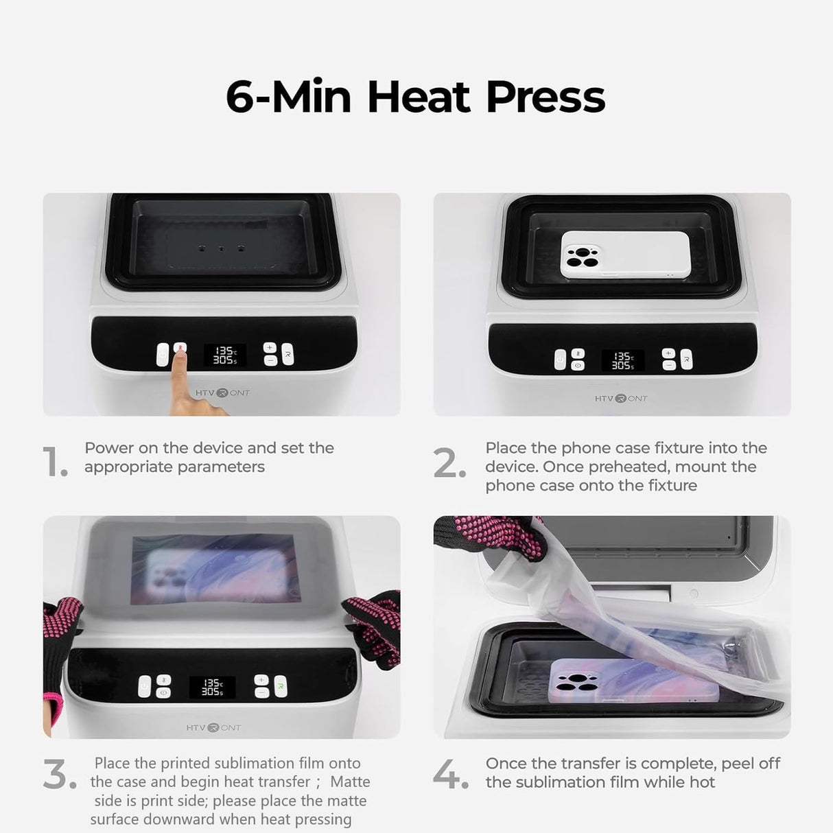 HTVRONT Phone Case Heat Press Machine- Vacuum Heat Press Machine for Phone Cases- Sublimation Press for Custom Phone Case, Badges, Coasters, Includes Film & Fixture (Compatible with iPhone & Android) HTVRONT