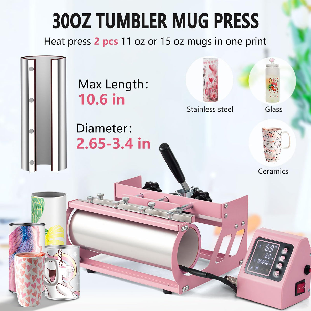 Hitgrand Heat Press Machine 15x15 inch, Heat Press Machine for T-Shirts, 5 in 1 Heat Press with 30 OZ Tumbler Press, Combo Tumbler Heat Press Machine Sublimation for Hat Cap Mug Plate Hitgrand