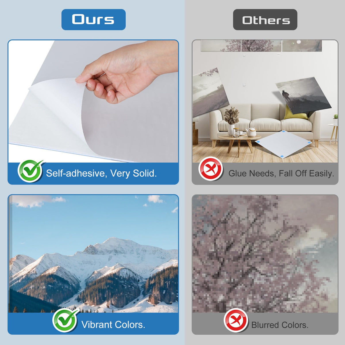 HIRESC 8 Pack Art Acoustic Panels Sound Proof Foam for Walls, 48X32 Inches Decorative Sound Absorbing Panels for Bedroom, Adhesive Included, Glaciers HIRESC