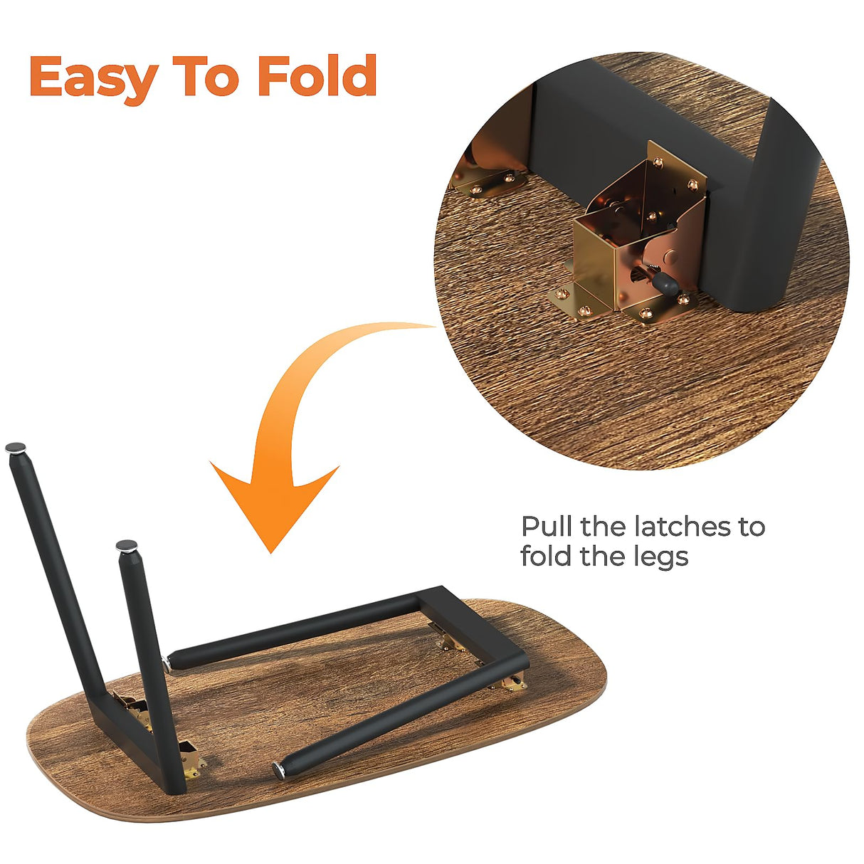 WOHOMO Folding Coffee Table Rustic Small Coffee Tables for Living Room Farmhouse Portable Table for Small Spaces Rectangular Mid Century Coffee Table, No Assembly 31.5 * 15.7 * 17.7IN, Walnut WOHOMO