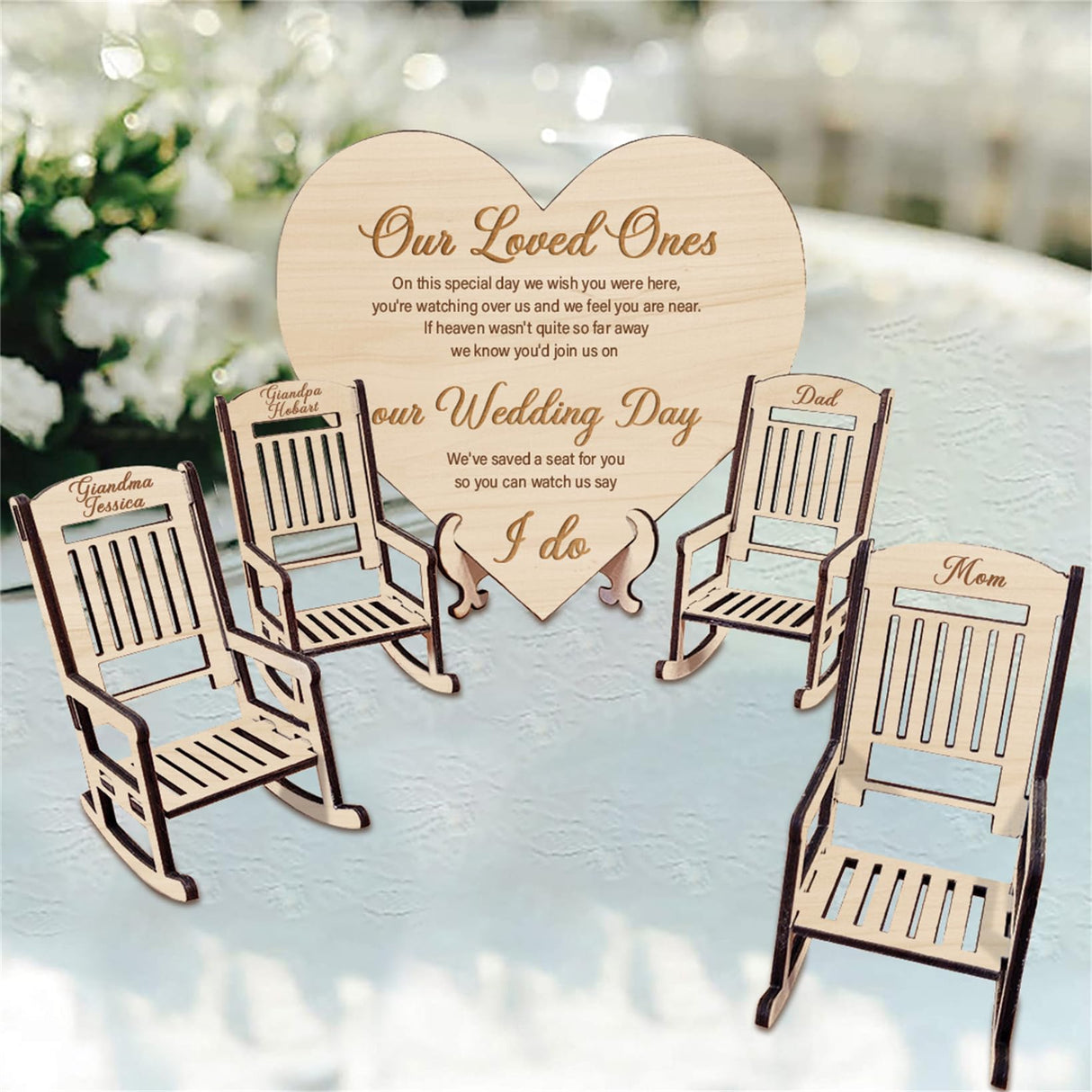 Personalized Wedding Memorial Chair Sign Save a Seat for Someone in Heaven Wedding Day Remembrance Memorial Set Custom 1-15 Memorial Rocking Chairs Dertacoa
