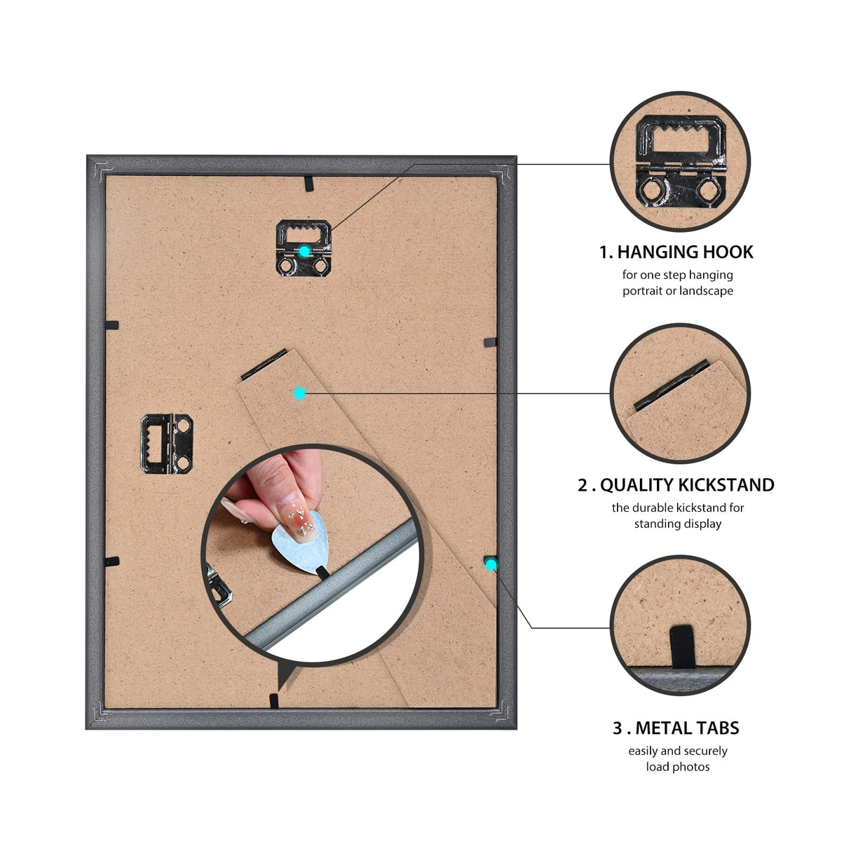 BSRHOME 8x10 Picture Frame Set of 6, Display Pictures 5x7 with Mat or 8x10 Without Mat for Tabletop Display and Wall Mounting, Black BSRHOME