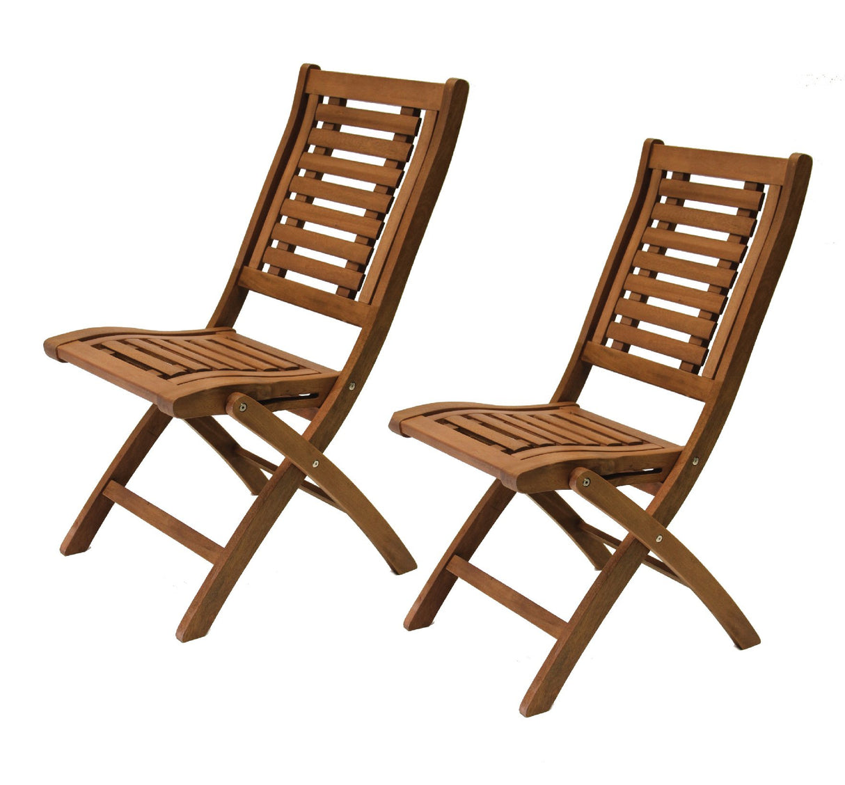 Folding Eucalyptus Side Chair Fully Assembled, 2 pack Outdoor Interiors