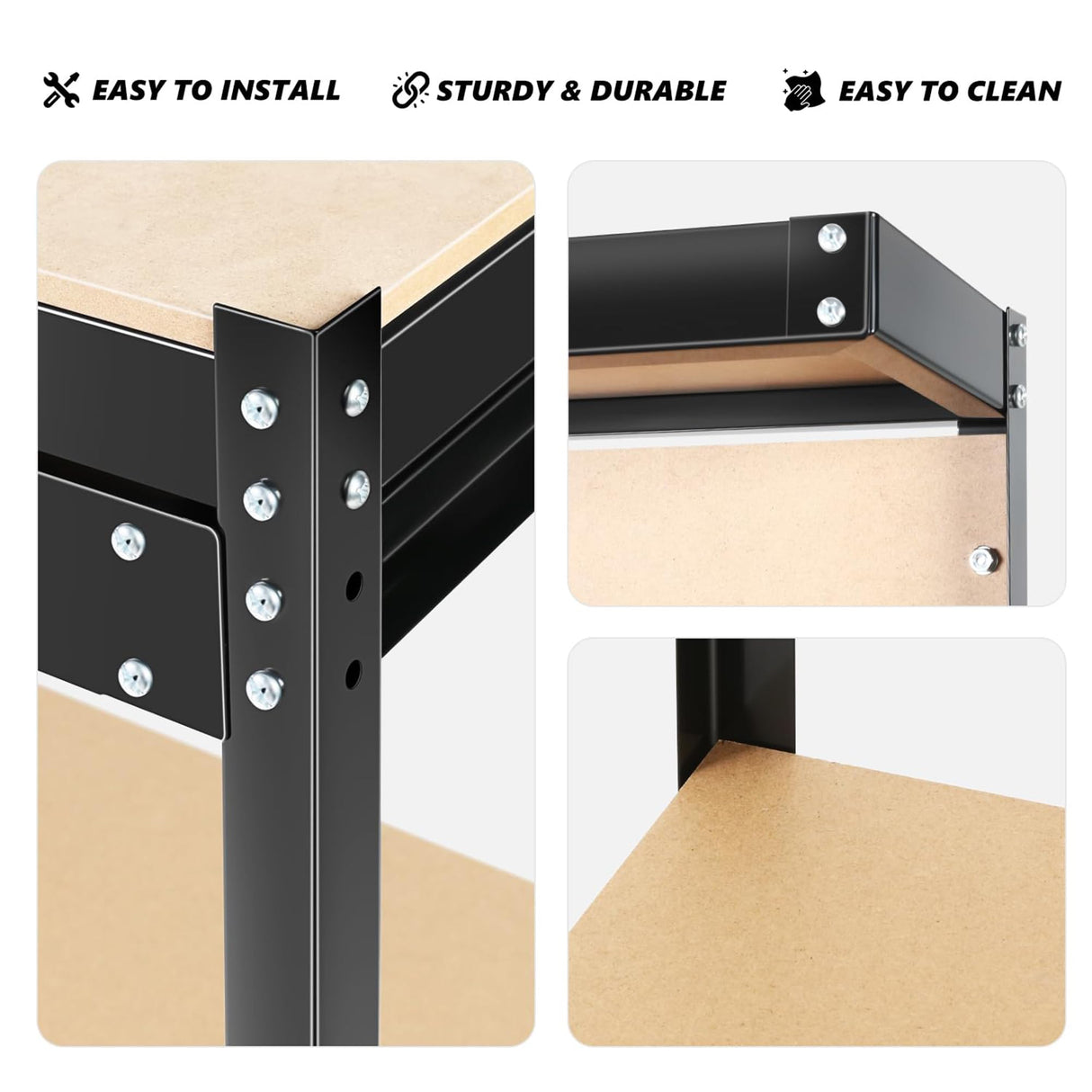 PULLAFUN 63 Inch Work Benches,Work Table 300Lbs Load Capacity Heavy Duty MDF Wood Desktop Work Table for Garage, Workshop, Office and Home PULLAFUN