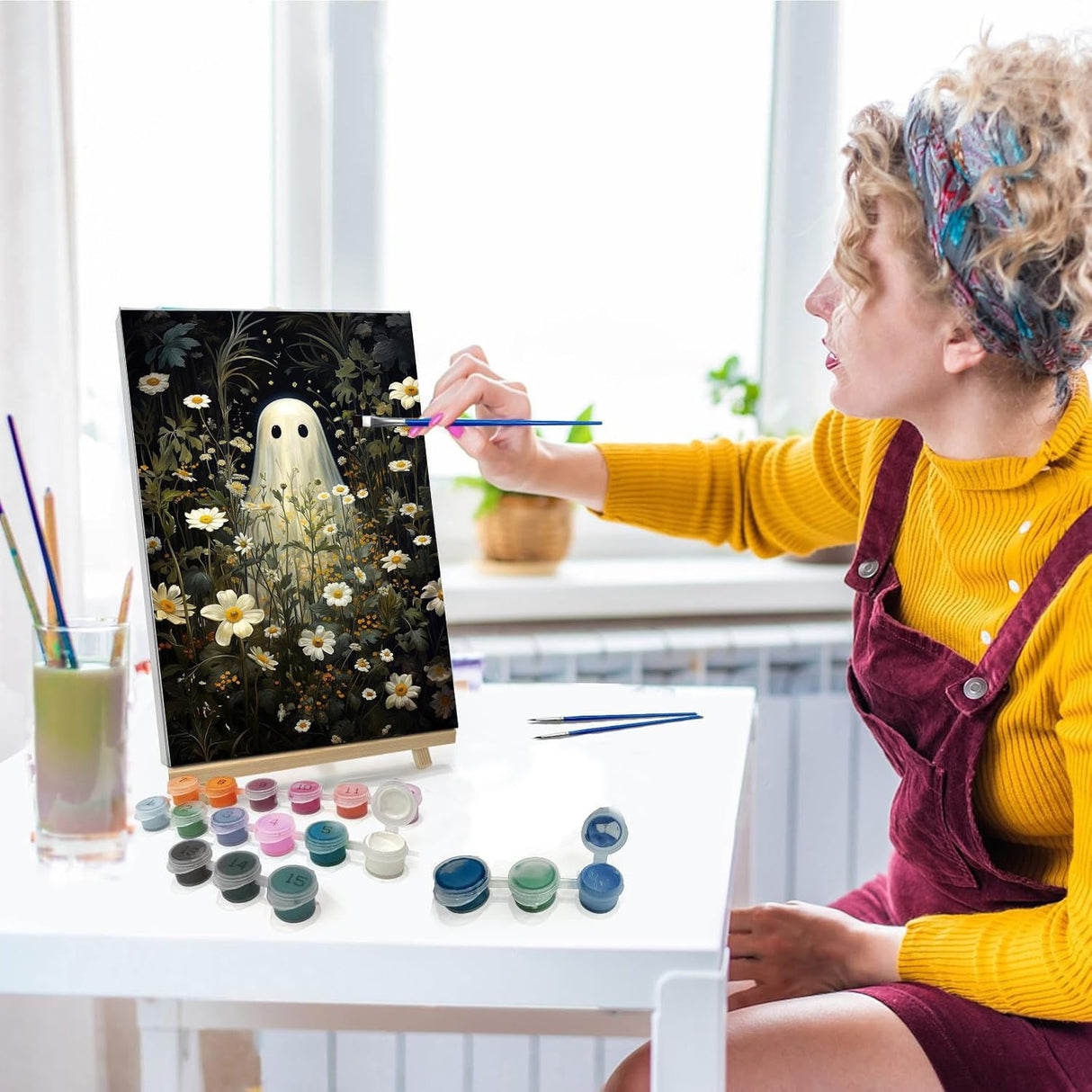 NEGEKFKX Halloween Paint by Numbers Kit for Adults Beginner with Frame,Horror Easy Adult Paint by Number Kits on Canvas DIY Painting for Beginners Art by Numbers for Home Wall Decor 12x8 Inch NEGEKFKX