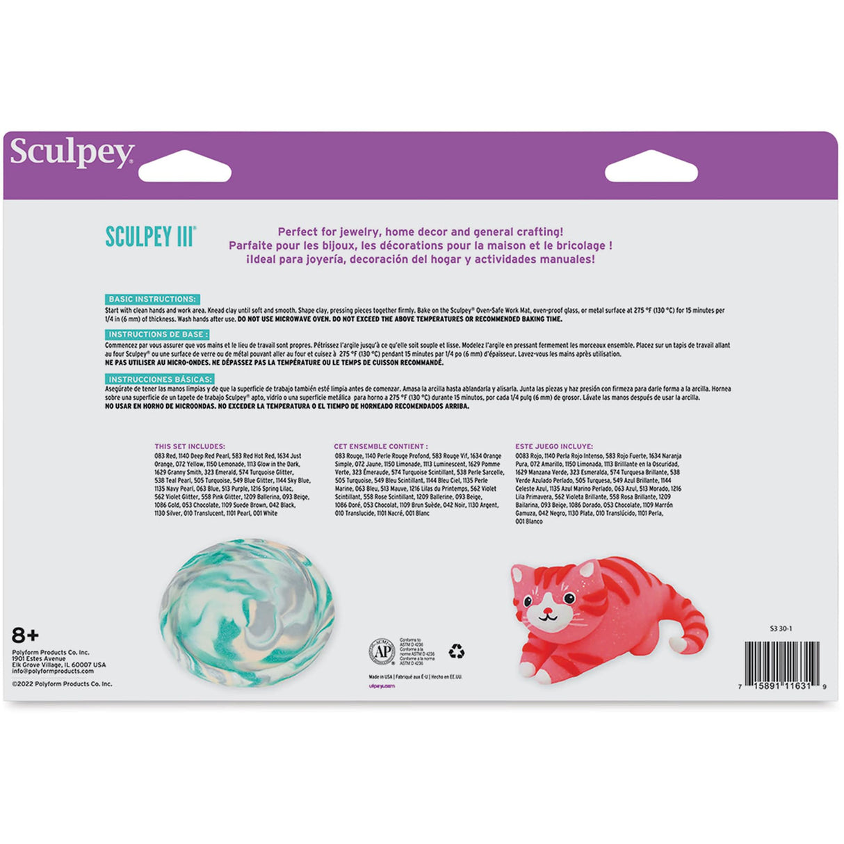 Sculpey III 30 Vibrant Colors of Polymer Oven-Bake Clay, Non Toxic 1.88 lbs., great for modeling, sculpting, holiday, DIY, mixed media and school projects. Great for all skill levels. Sculpey