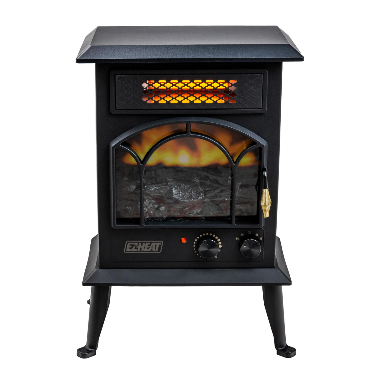 EZ-HEAT Electric Fireplace Space Heater with Flame Effect, Adjustable Thermostat, Dual Heat Settings, and Overheat Protection, MT1288 EZ-HEAT