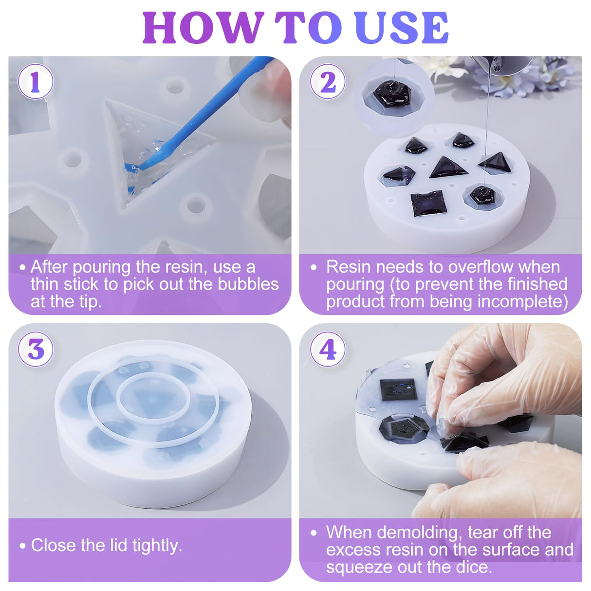 LET'S RESIN Upgraded Large DND Silicone Molds for Resin With 7 Cavities, Polyhedral Stereoscopic Game Epoxy Resin Molds for DIY Dice Making, Table Board Game LET'S RESIN