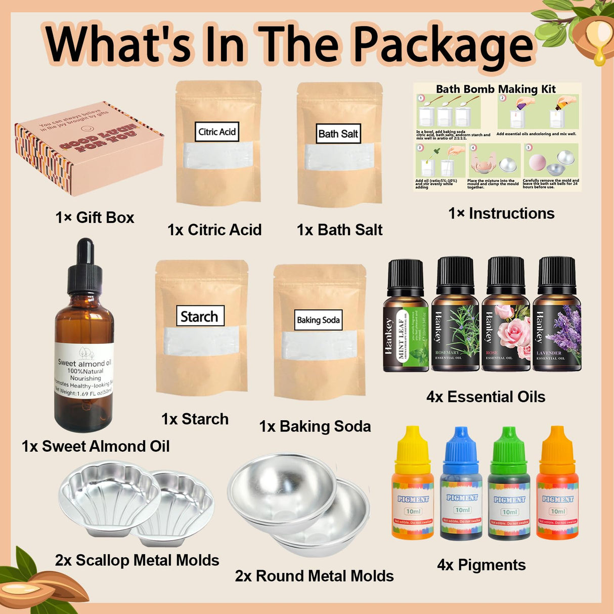 Worhepp Bath Bomb Making Kit- Make Your Own Spa Set, Shower Craft Kits with Bath Bomb Molds, Soap Making Kits, Beginner Bath Bomb Kit DIY Bath Bombs Kit for Making Supplies Gifts for Girls Women Worhepp