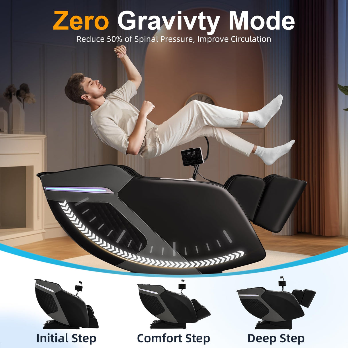 Luxury 4D Full Body Massage Chair, Zero Gravity SL-Track Shiatsu Recliner ,18 Auto Modes & 6 Massage Techniques,Lumbar & Calf Heating,Foot Roller and Calf Kneading,Voice/App/Touch Control,Body Scan GOLINYOUBIZ