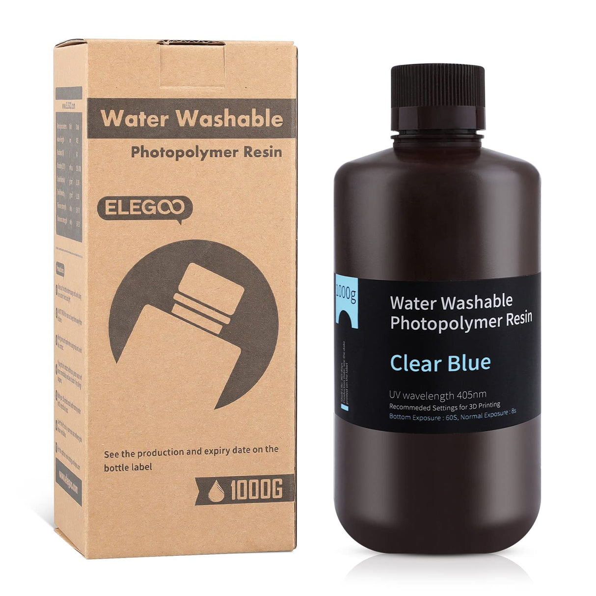 ELEGOO Standard LCD 3D Printer Resin, Fast UV-Curing 3D 405nm UV Resin Photopolymer Resin for High Precision Rapid LCD 3D Printing Clear Blue 1000G ELEGOO