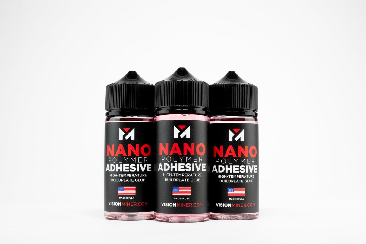 Nano Polymer Adhesive (50ml) - Ultimate 3D Printing Bed & Build Plate Adhesion - No Mess, Non-Toxic, Works for PLA, ABS, PEI, PEEK, Nylon, PC and More. Easy Application, Easy to Clean! Vision Miner