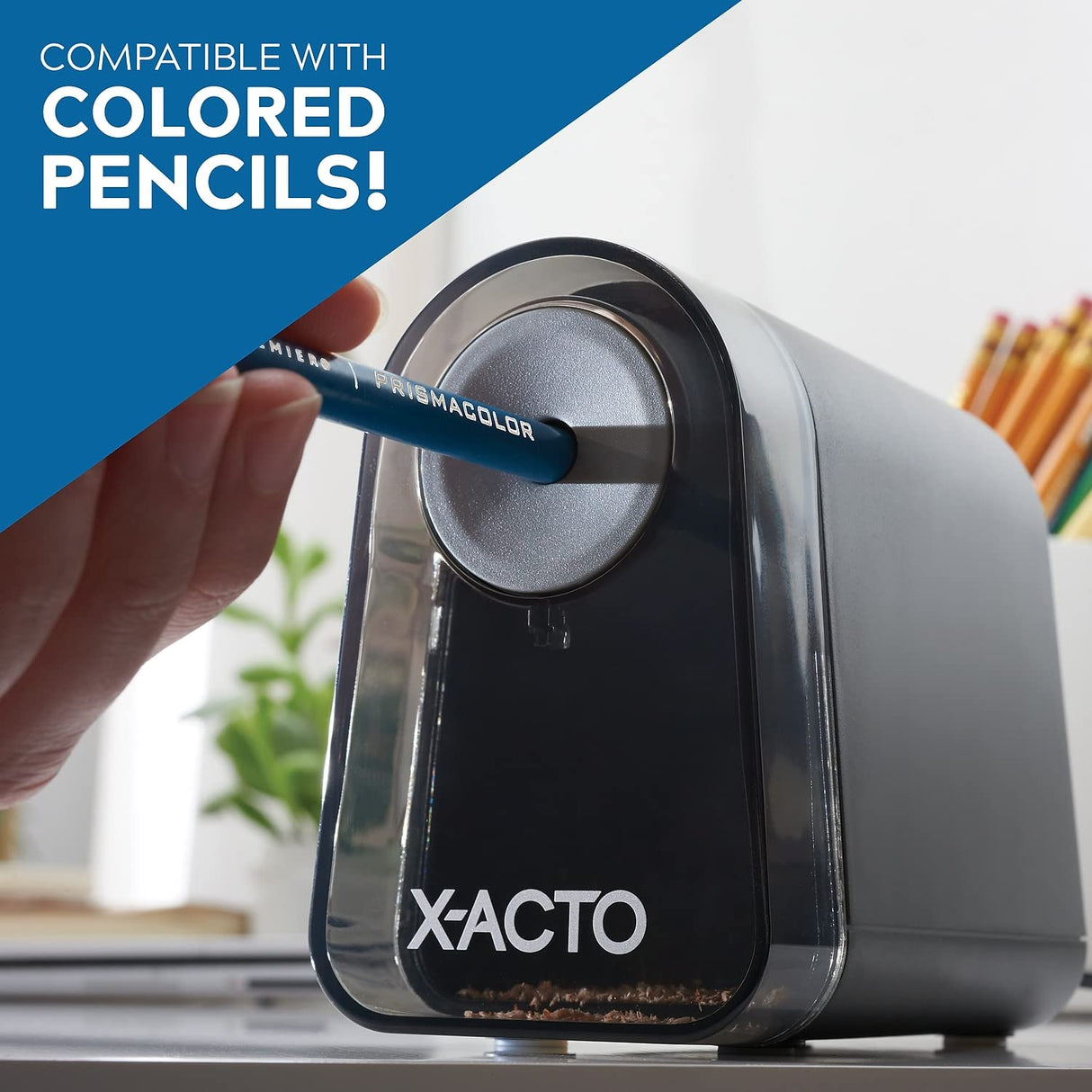 X-ACTO Pencil Sharpener, Mighty Mite Electric Pencil Sharpener, With Pencil Saver®, SafeStart® Motor, Black, 1 Count - Home, Office, School, Teacher Supplies X-Acto