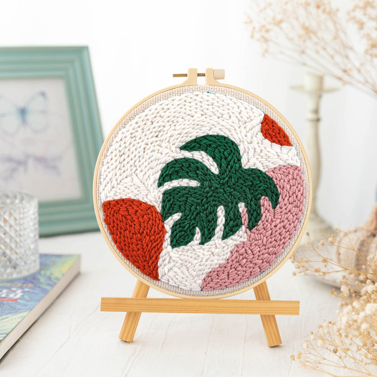 Anidaroel 3 Sets Punch Needle Kits - Beginner Adults Kit with Fabric, Hoops, Yarns and Sewing Needles Anidaroel