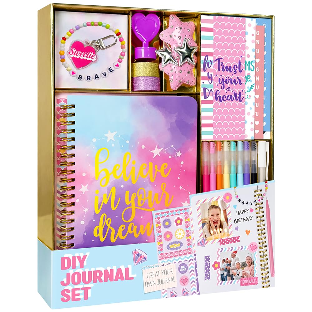Nollh DIY Journal Kit for Girls - DIY Journal Set for Tween & Teen Girls, Stationery Set, Scrapbook & Diary Supplies Set, Journaling Art Crafts Kit, Ideal Gifts for 8 9 10 11 12 13 14 Year Old Girl Nollh