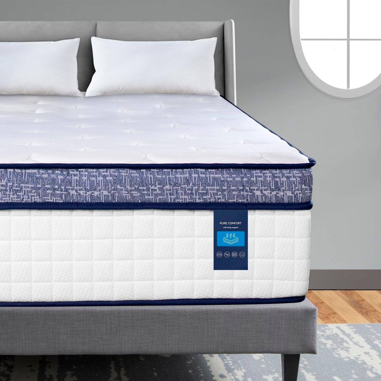 UltraSnooze Twin Mattress, 8 Inch Hybrid Mattress in a Box, Medium Firm, Memory Foam and Individual Pocket Springs for Pressure Relief, CertiPUR-US Certified UltraSnooze