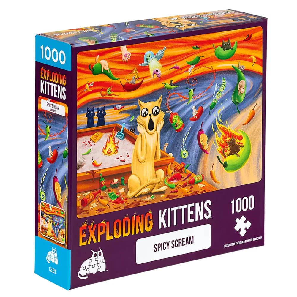 Spicy Scream Jigsaw Puzzle by Exploding Kittens - 1000 Pieces Jigsaw Puzzle for Adults, Teens, and Kids - Cat Puzzle, Funny Puzzle, Art Puzzle Exploding Kittens LLC