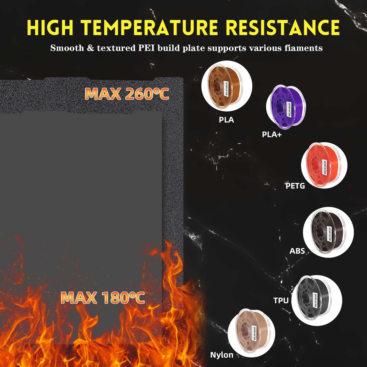 IdeaFormer-3D PEI Build Plate 256x268mm for Anycubic Kobra 3/Kobra 3 Combo, Smooth PEI+Textured PEI Spring Steel Bed Plate Excellent Adhesion 3D Printer Platform for Kobra 3 Series IdeaFormer-3D
