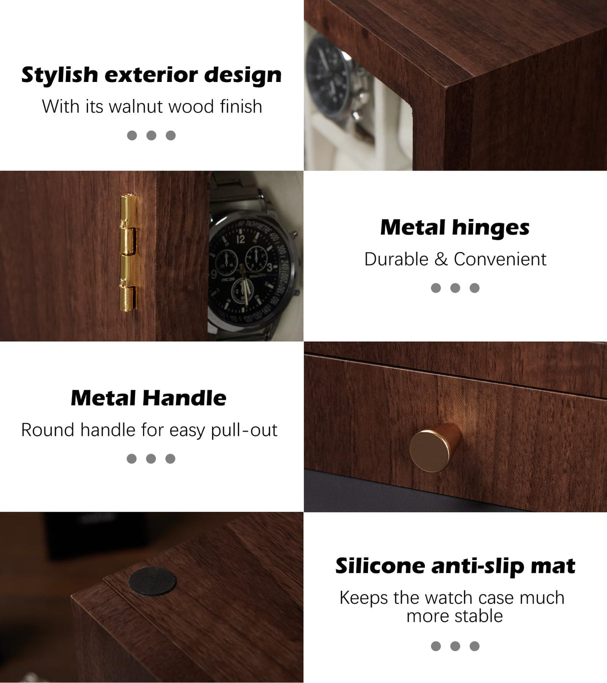 Homde Watch Box Wooden Display: Large Wood Storage for Men's Nightstand - Timeless Home Organizer (L Size) Homde