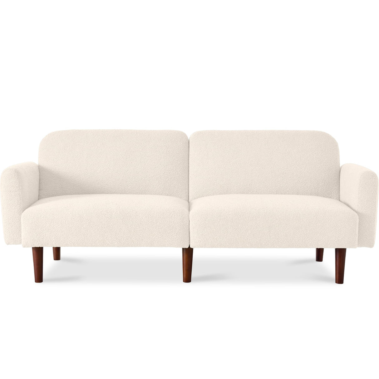 Best Choice Products 77" Mid Century Modern Boucle Loveseat Sofa, Couch, Convertible Sofa Sleeper Bed w/Real Wood, Removable Armrest - Ivory Best Choice Products