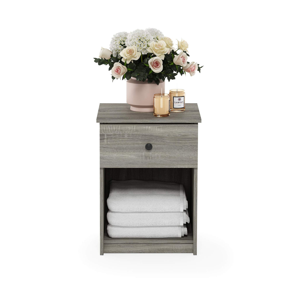 Furinno 219153GYW Lucca Nightstand, 2-Pack, French Oak Grey Furinno