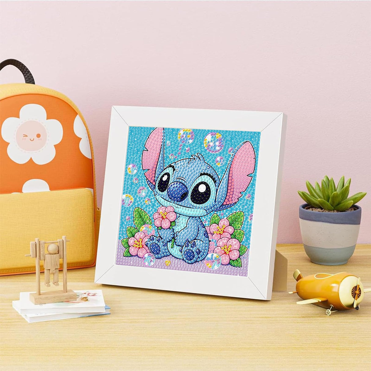 Gearock Diamond Art Kits for Adults Beginners, Small 5D Diamond Painting Kits with Wooden Frame, Easy DIY Cute Big Gem Kits for Cartoon Lovers Halloween Christmas Birthday Gifts, 7x7 Inch Gearock