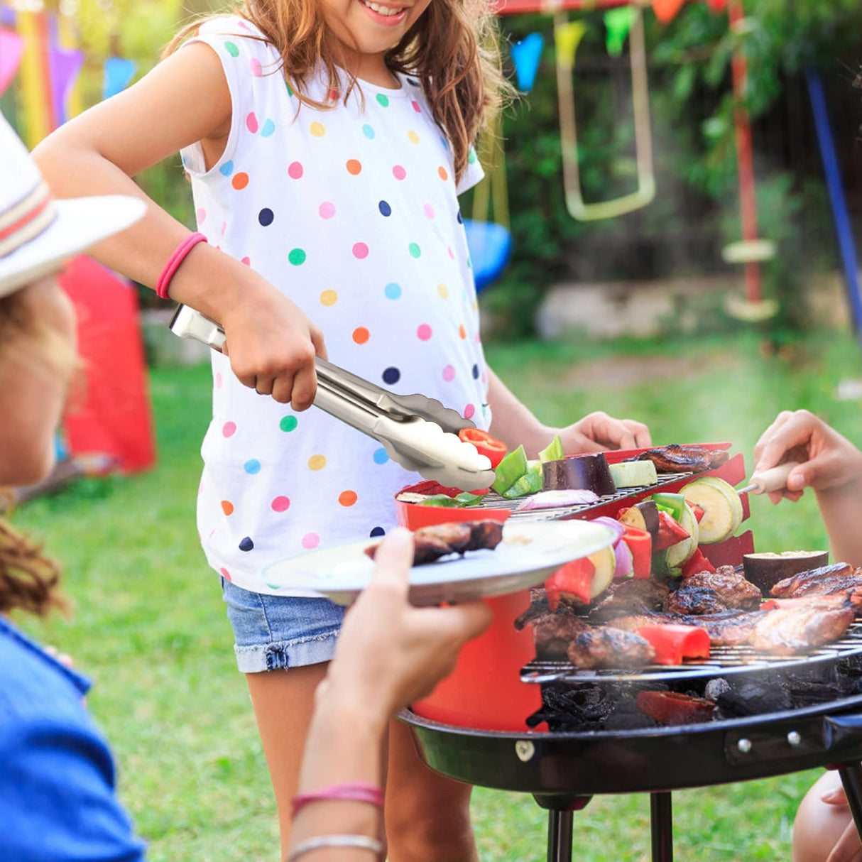 6 Pack Serving Tongs Kitchen Tongs, Buffet Tongs, Stainless Steel Food Tong Serving Tong, small tongs Dmoera