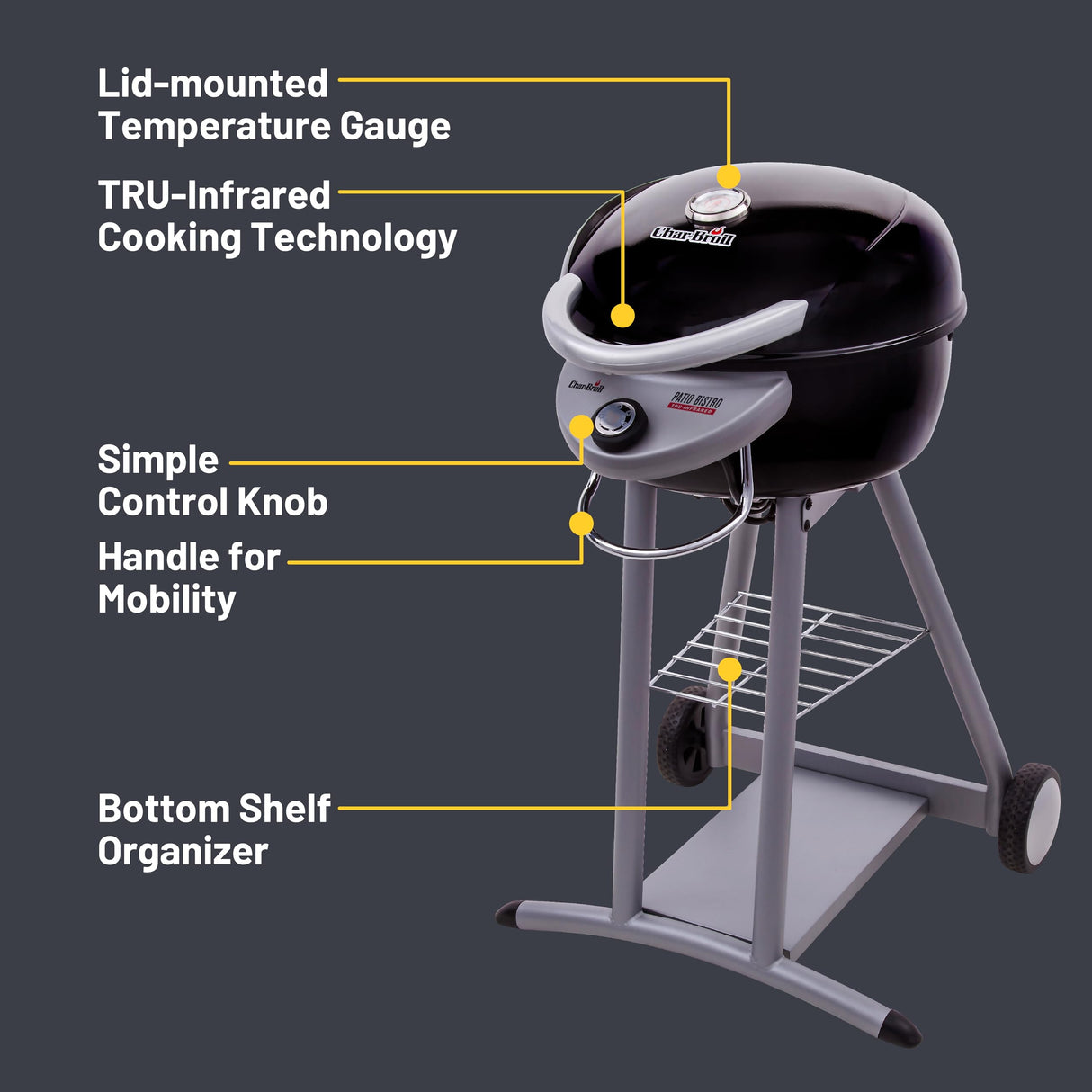 Char-Broil® Patio Bistro® TRU-Infrared Electric Grill, Black - 20602107 Char-Broil