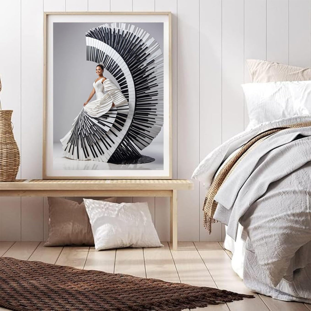 JXAVAXDE Piano Dress Diamond Painting, Music 5D Sparkling Diamond Painting Kit for Adults Beginners Home Wall Decor DIY Gift Drill Round Art Gems 12x16 Inch JXAVAXDE