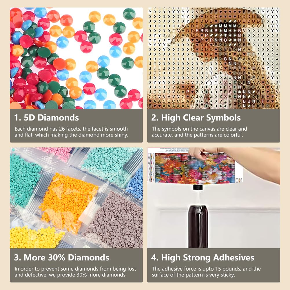 FHBUBPUP Horse Diamond Painting Kits for Adults, Diamond Art Kits for Beginners, 5D DIY Full Drill Round Gem Art, Paint with Diamond Beads Craft Home Wall Decor 12x12 inch FHBUBPUP