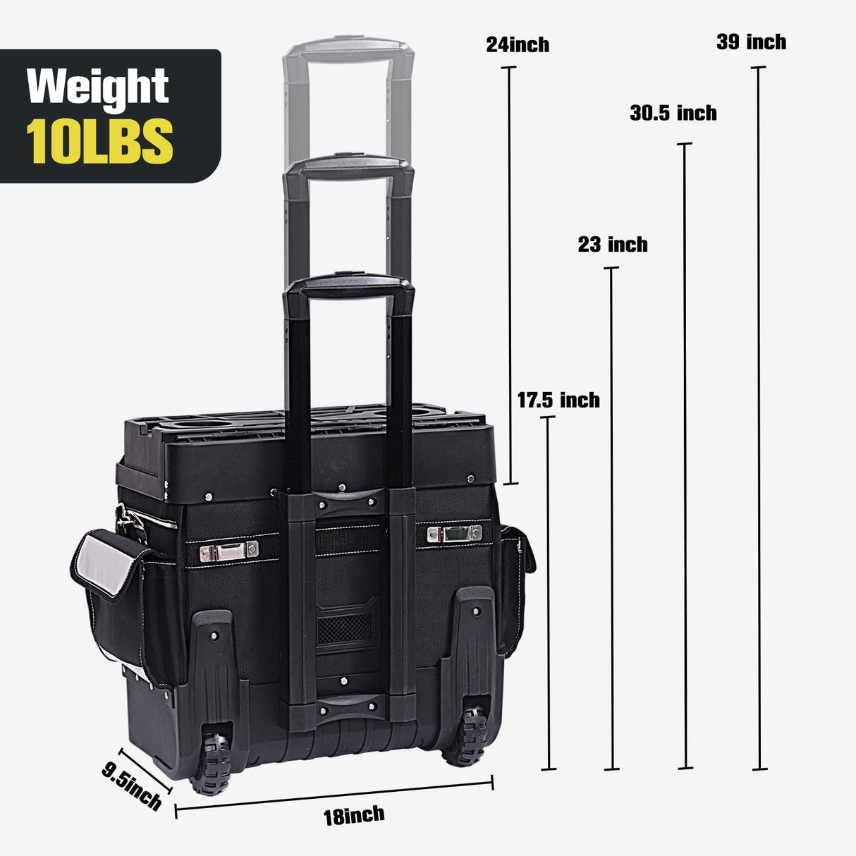MARUTAI 18'' Rolling Tool Bag with Wheels, Tool Bags Organizer, with Telescopic Handle and Waterproof Cover, 330lbs Load Rated, Storage Manager Toolbox for Camping, Construction Sites MARUTAI TOOL STORAGE