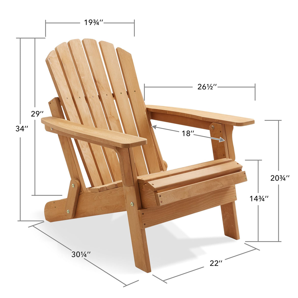 Casafield Oversized Folding Adirondack Chair, Set of 4 Cedar Wood Outdoor Fire Pit Lounge Chairs for Patio, Deck, Yard, Lawn and Garden Seating, Partially Pre-Assembled - Natural Casafield