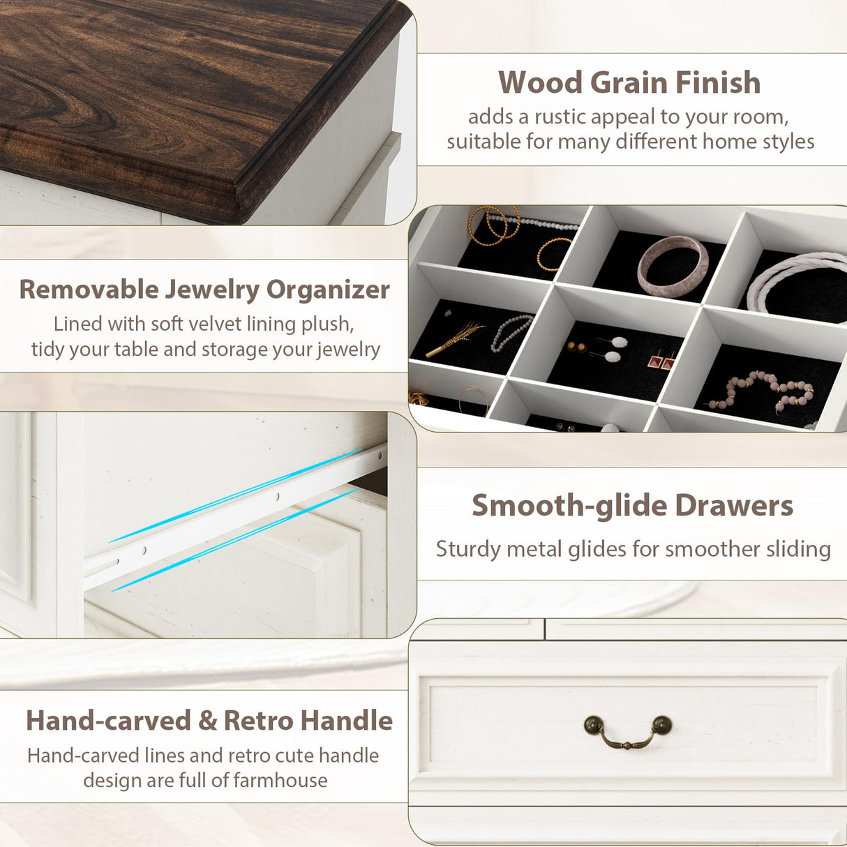 Jocoevol Farmhouse Dresser for Bedroom 7 Drawer Dresser with Deep Drawers, Tall White Big Large Wooden Chest of Drawers for Living Room, Hallway, Entryway (White, 7 Drawer) Jocoevol