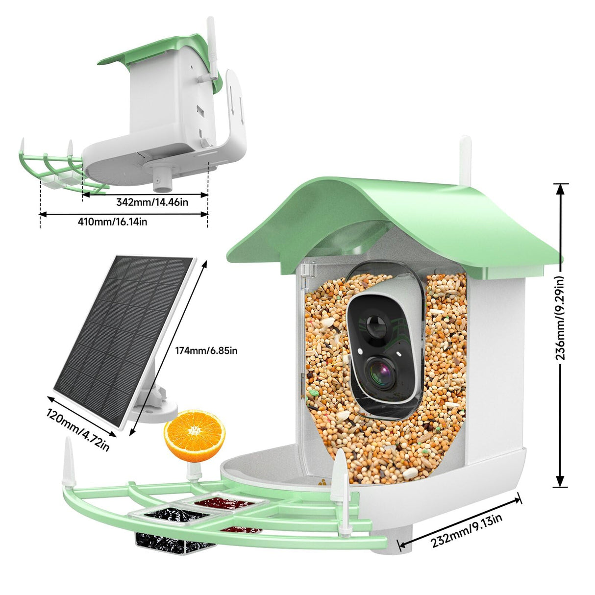 Smart Bird Feeder with Camera,AI Identify Bird Species,Auto Record 2K Birds Video in Backyard Garden,Live View,Solar Powered Charging,Ideal Gifts for Family and Bird Lovers (Green) Aprilmin