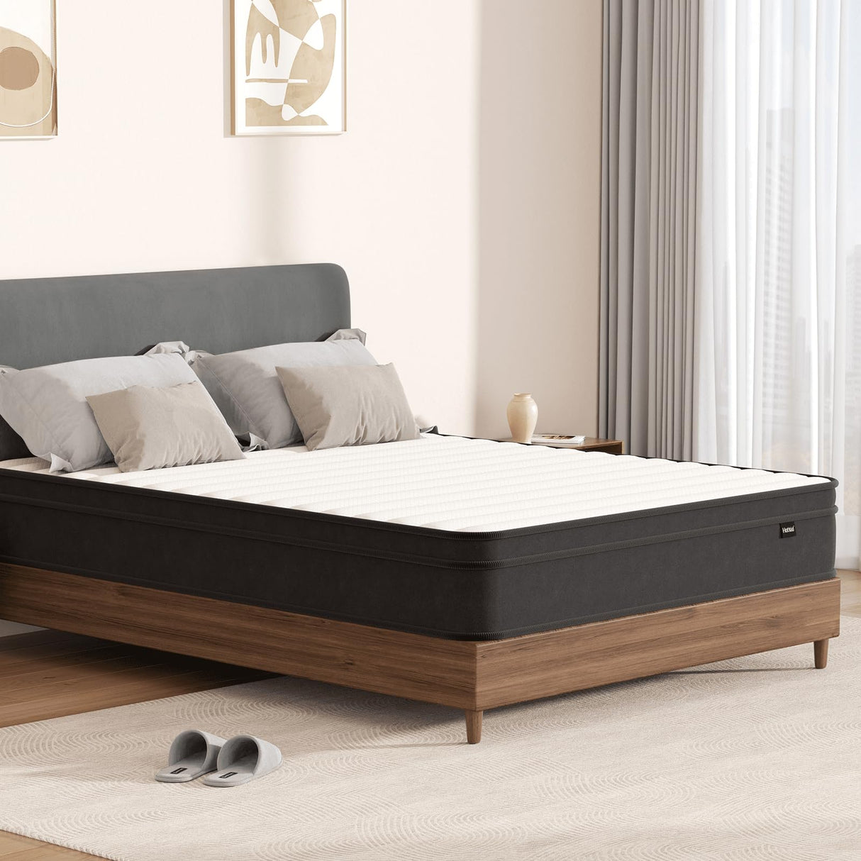 Hotkid,Twin Mattress,10 Inch High Density Foam Hybrid Mattresses in a Box with Individual Pocket Spring,Twin Size mattresses,Breathable Supportive and Pressure Relief,Guest and Kids Bedroom Hotkid