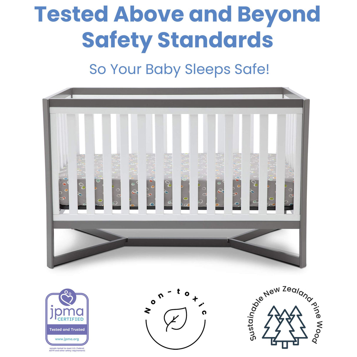 Delta Children Tribeca 4-in-1 Convertible Crib, White/Grey Delta Children
