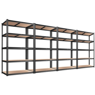 REIBII 2020LBS Storage Shelves 5 Tier Garage Shelving Heavy Duty, Adjustable Metal Shelving, Garage Shelves for Basement, Warehouse, Pantry, Closet, Kitchen 72" H x 35.55" W x 16" D, Black, 4 Pack