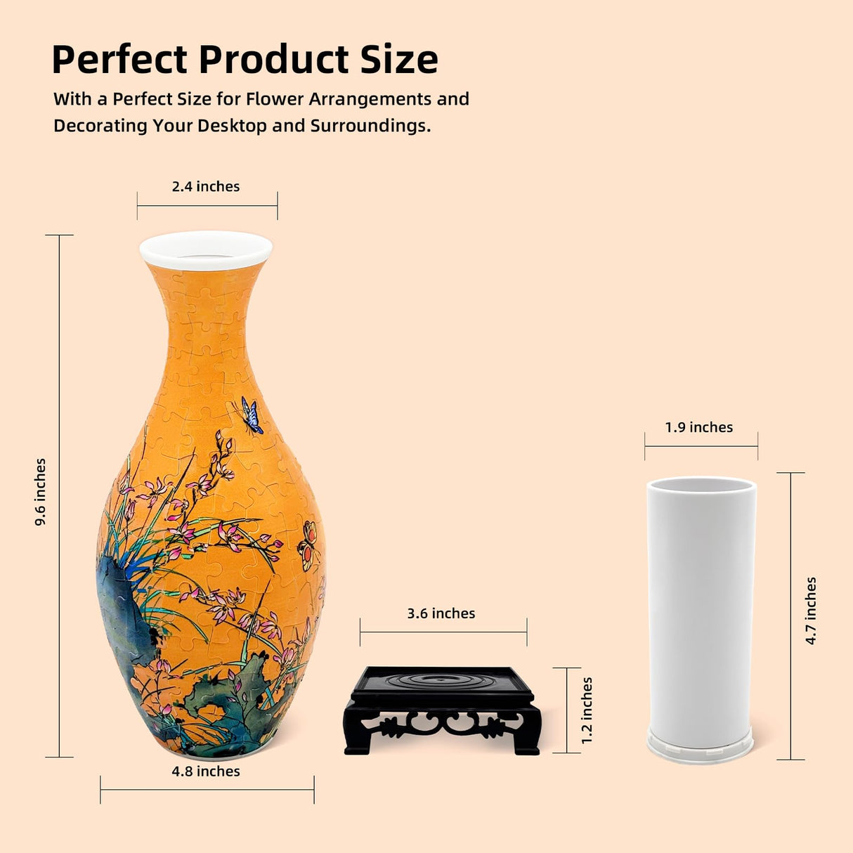 3D Puzzles Vase for Adults, 160 Pieces Puzzle Flower Vase for Home and Office Decor, DIY 4D Jigsaw Vase Arts and Crafts for Kids, Unique Housewarming Gifts for Moms YIZHOR