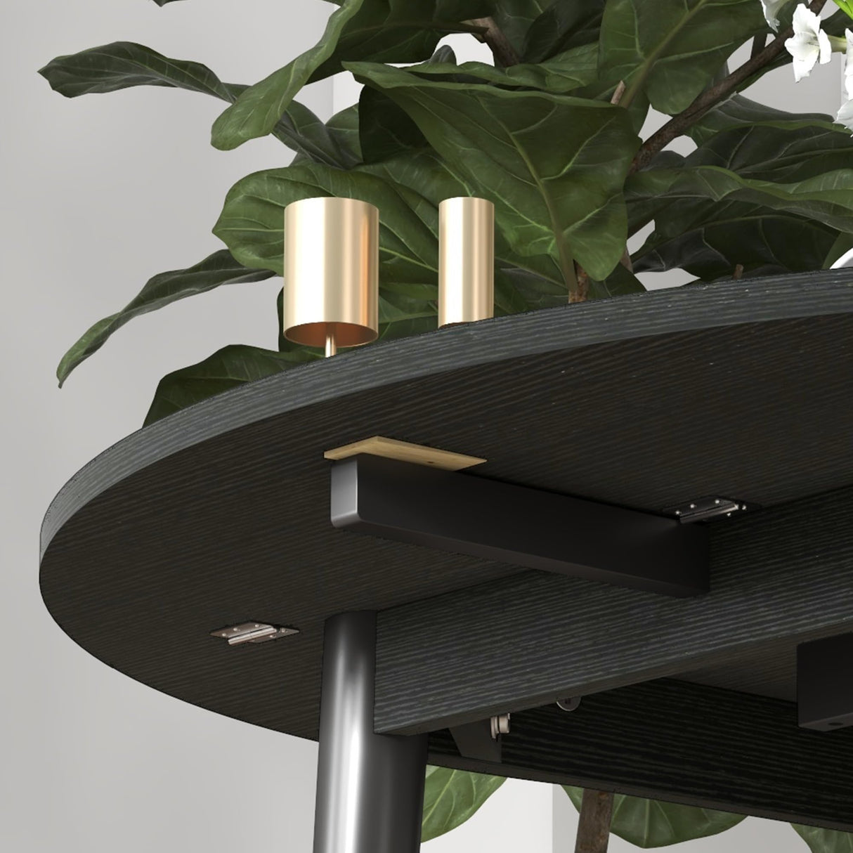 HOMCOM 35" Small Kitchen Table, Collapsible Drop Leaf Table for Small Spaces, Round Folding Dining Table with Solid Wood Legs for Kitchen, Dining Room, Distressed Black HOMCOM