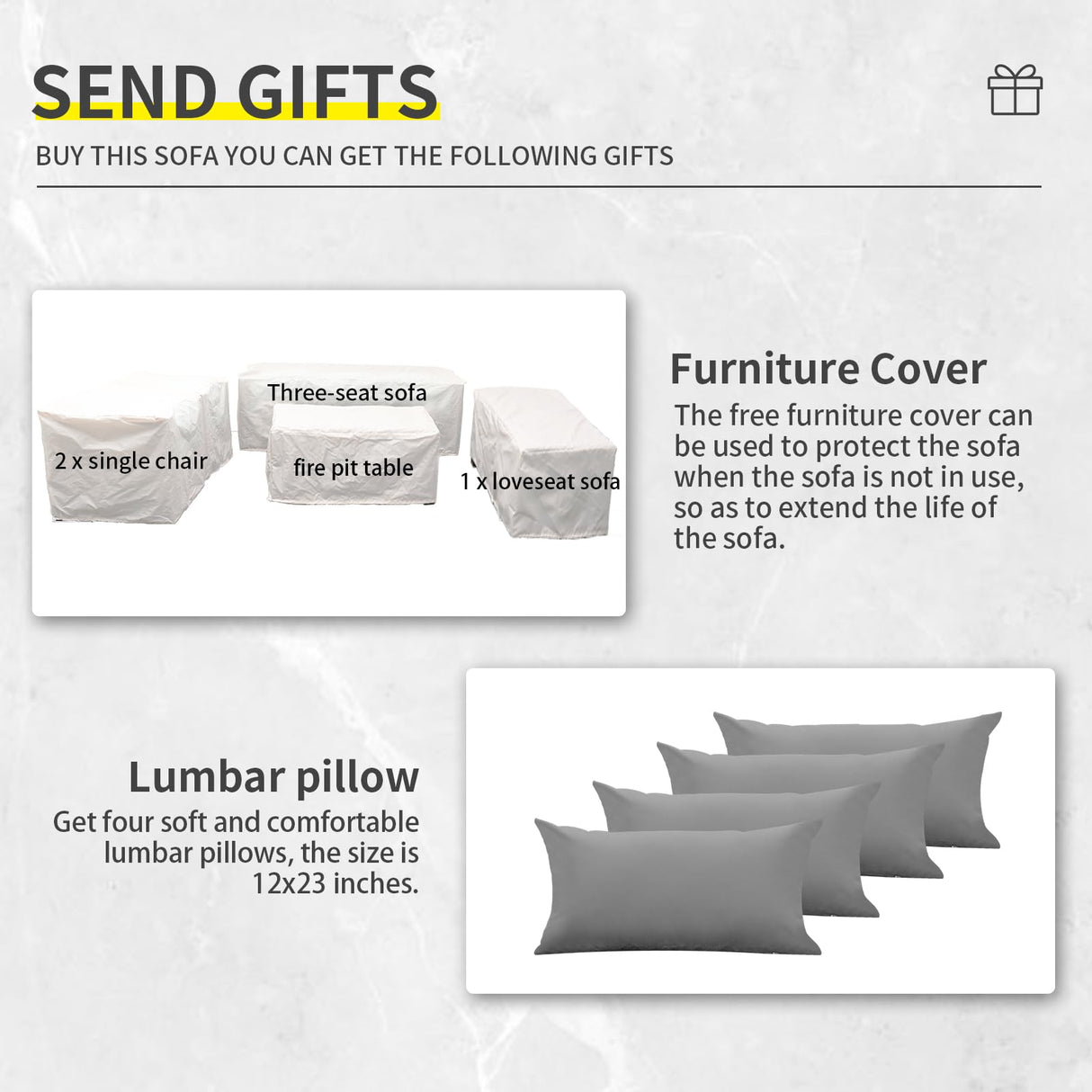 Lviden 5 Piece Wicker Patio Furniture Sets Outdoor Conversation Set, PE Rattan Sectional Sofa Couch with 45" Fire Pit Table and Non-Slip Grey Cushions, Furniture Covers Included Lviden