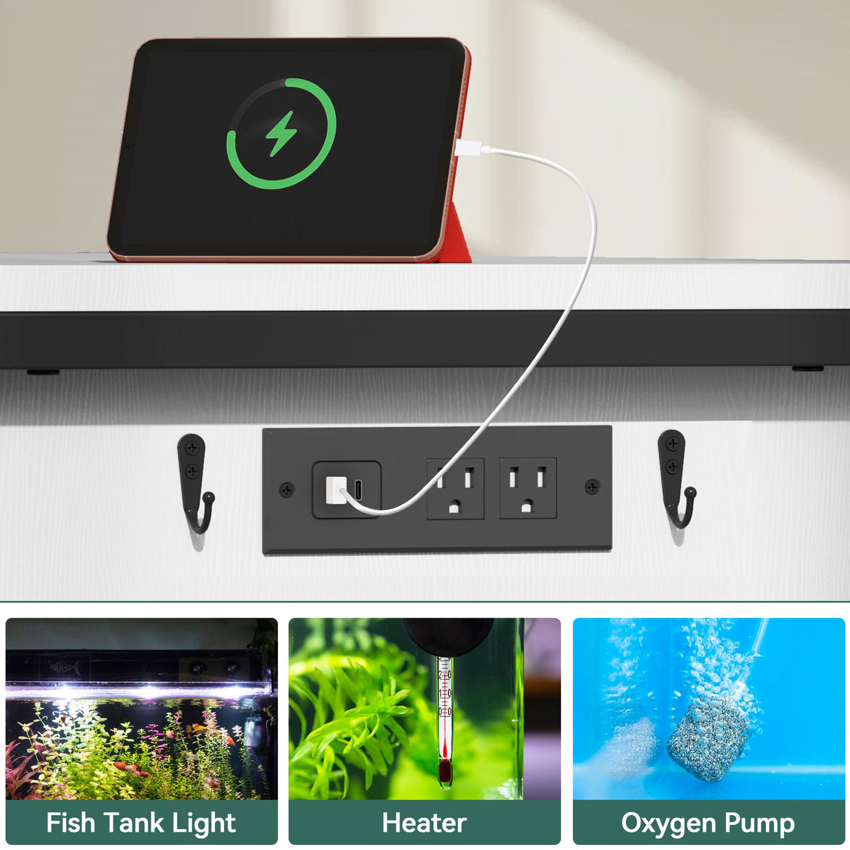 YITAHOME 120 Gallon Reptile Tank Stand with Power Outlets, Heavy Duty Large Reptile Tank Stand with Barn Door, Reptile Tank Turtle Terrariums Table for Accessories Storage,1100LBS Capacity YITAHOME