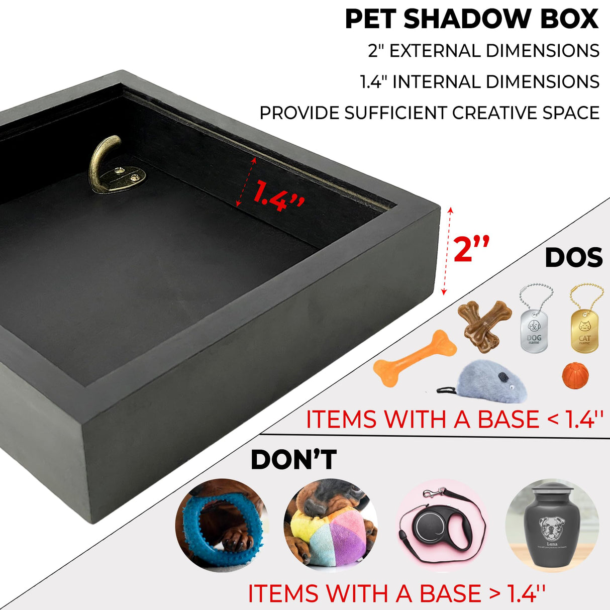 vinatimes 8.6'' Pet Memorial Gift Shadow Box Black Collar Holder Picture Frame Pet Paw Ink Kit Dog Wooden Sculpture Bottle Rainbow Pet Hair Keepsake Gift Loss of Dog Cat Tabletop Wall Hanging PSD-4B vinatimes
