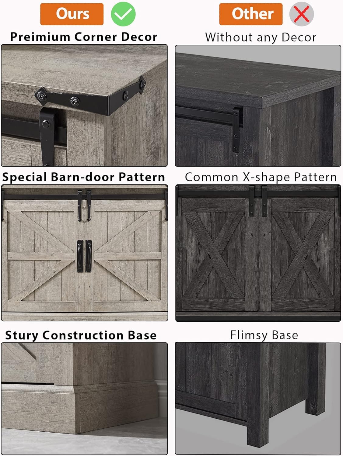 OKD Farmhouse TV Stand for 75 Inch TV, Rustic Entertainment Center w/Sliding Barn Door Wood Media Console Cabinet 66 Inch Long Television Stands for 70 Inch TVs, Light Rustic Oak OKD