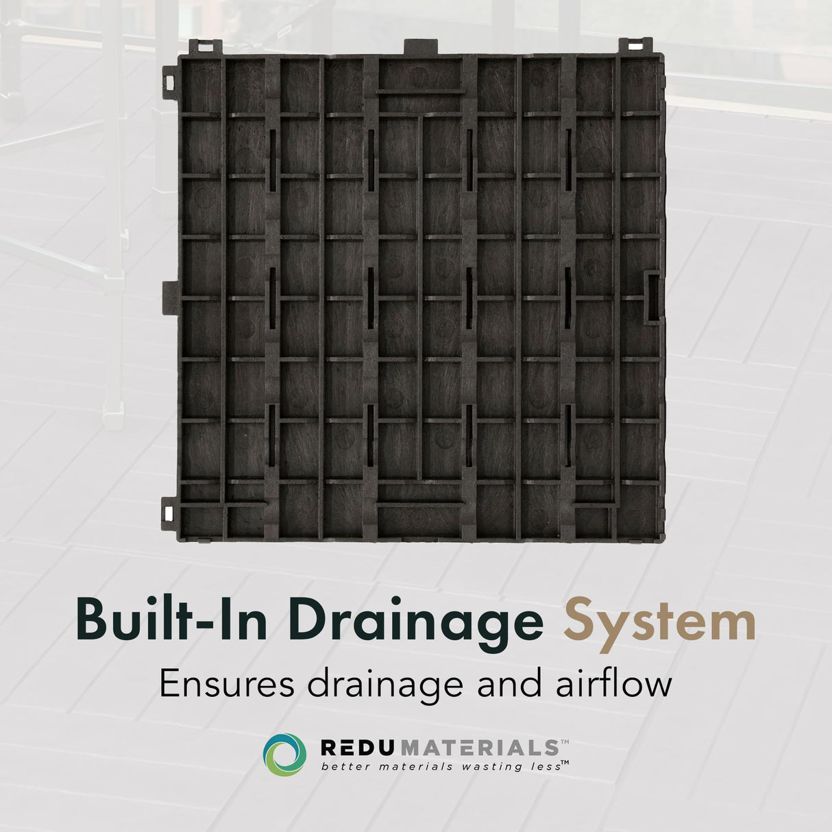 EcoTrend 24-Pack 12”x12” Interlocking Deck Floor Tiles, Slate Black – Rubber & Plastic Outdoor Flooring for Patio, Porch, Balcony, Pool Area, Garden, Garage or Backyard – Modular Decking Grid Panels Multy Home