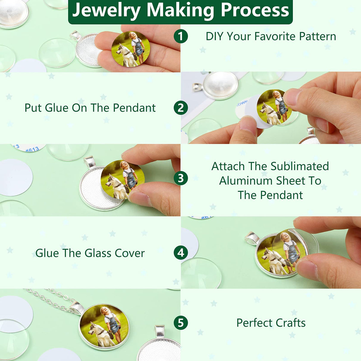 120 Pieces Sublimation Pendant Trays Set Sublimation Pendant Blanks Includes 30 Round Bezel Blank Trays 30 Transparent Glass Cabochons 30 Round Aluminum Sheets 30 Adhesive Sheets for Jewelry Making Hicarer